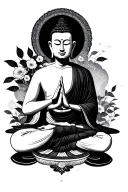 Buddhist monk meditating tattoo design idea