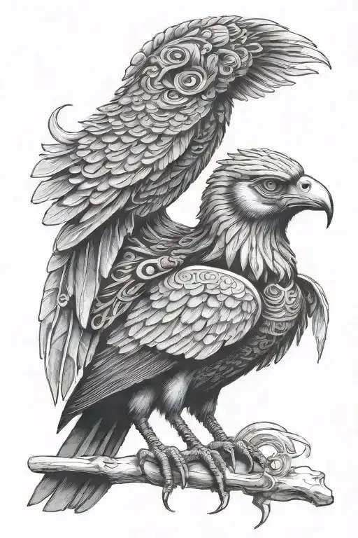 bird people egyptian god tattoo design idea