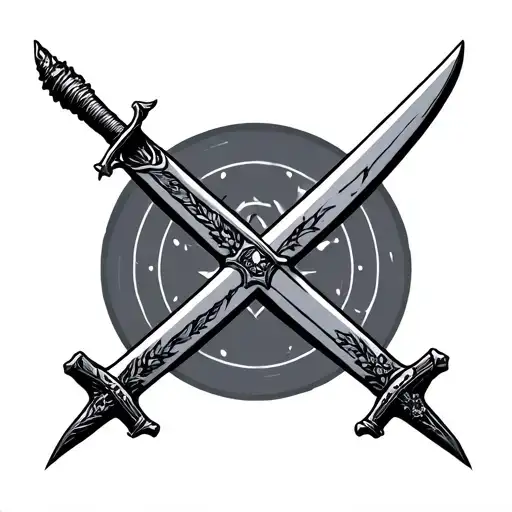 swords crossed tattoo design idea