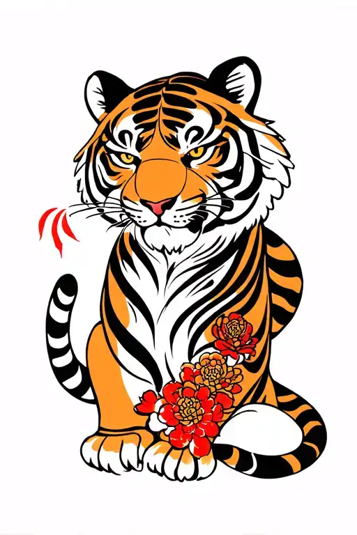 scottish and japanese style tattoo featuring a tiger tattoo design idea