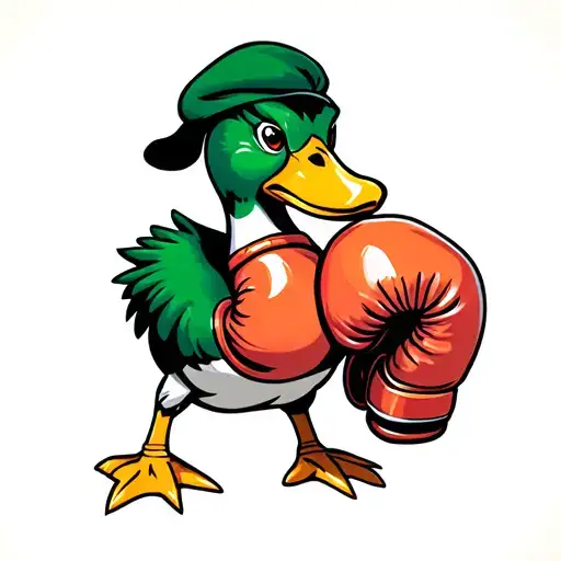 duck with boxing gloves tattoo design idea