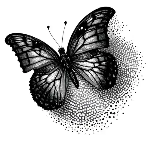 butterfly with fingerprints in the wings spread tattoo design idea