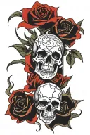 ROSES AND SKULL AND SCORPIO WITH RED tattoo design idea