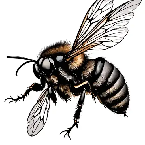 honeybee flying tattoo design idea