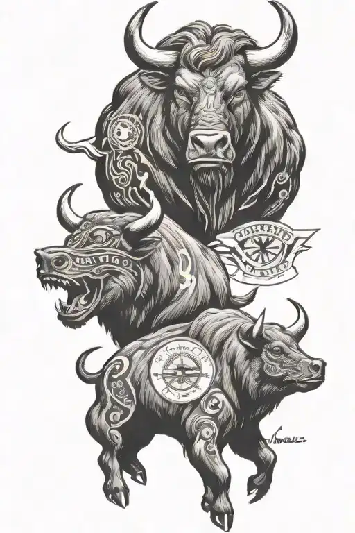 NASDAQ BULL AND BEAR CHART Q1 Q2 Q3 Q4 AMERICAN TRADITIONAL OLD SCHOOL tattoo design idea