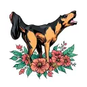 weimaraner dog howling tattoo design idea