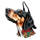 weimaraner dog howling tattoo design idea