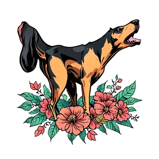 weimaraner dog howling tattoo design idea