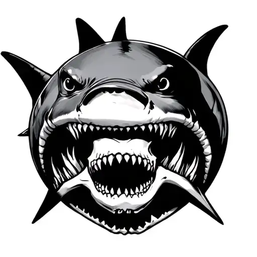 A mako shark with a skull inside its mouth.  tattoo design idea