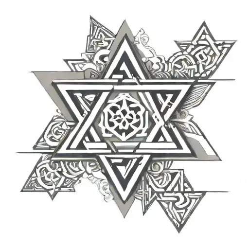the Star of David and Benz and Audi logos  tattoo design idea