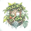 JUNGLE AND TREE AND  LEAVES  tattoo design idea