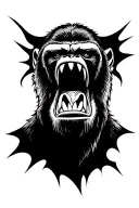 Gorilla angry mouth open tattoo design idea