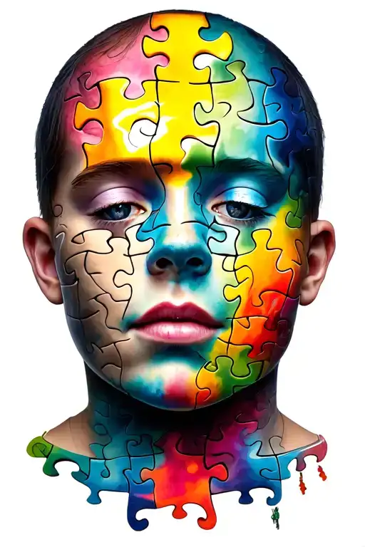 autism awareness combin with beating mental health issues puzzle pieces  tattoo design idea