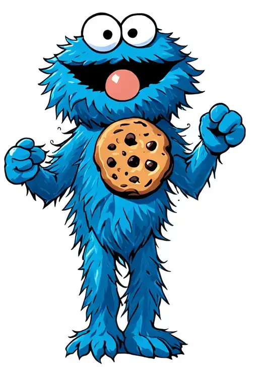 cookie Monster with an anchor intertwined tattoo design idea