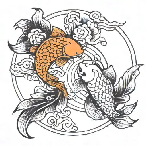 koi fish yin yang symbol tattoo design idea