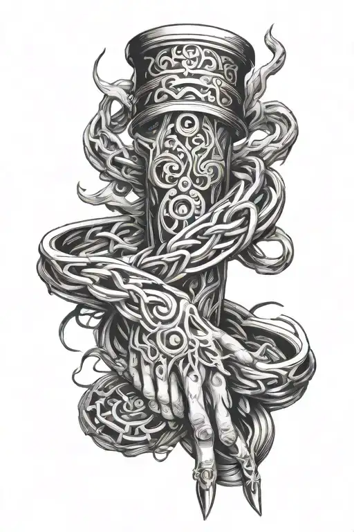 kurapika chain of judgement wrapped around a forearm, include only the chain that has a natural wrapping design tattoo design idea