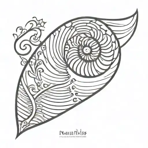 Nautilus shell with "Honorable, Beautiful, & Highest" inside tattoo design idea
