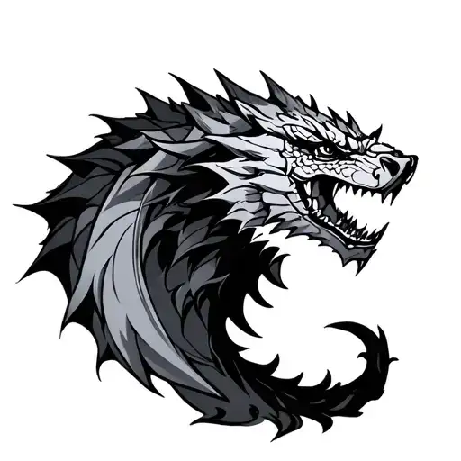 House Stark and dragons tattoo design idea
