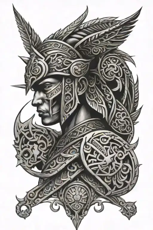  tribal tattoo with the Dominican and New York City mixed together and loyalty respect Warrior symbol tattoo design idea