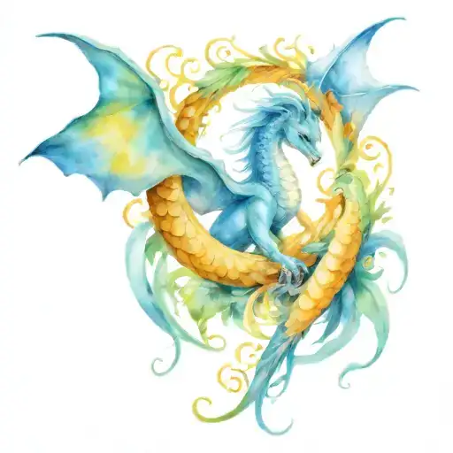 fairies and dragons tattoo design idea