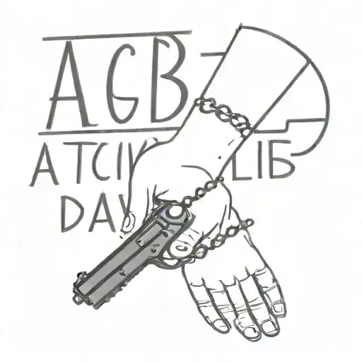 black tatto with focus on ACAB text sourounded with police man, police car, handcuffs being refferd as a criminal life tattoo design idea