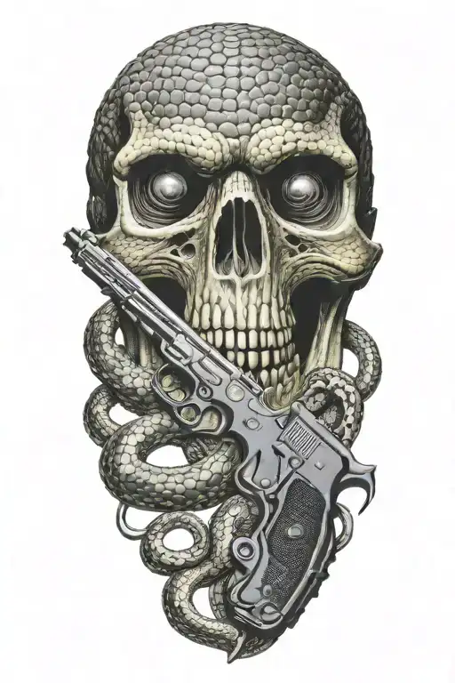 gadsden flag pistols in place of snake tattoo design idea