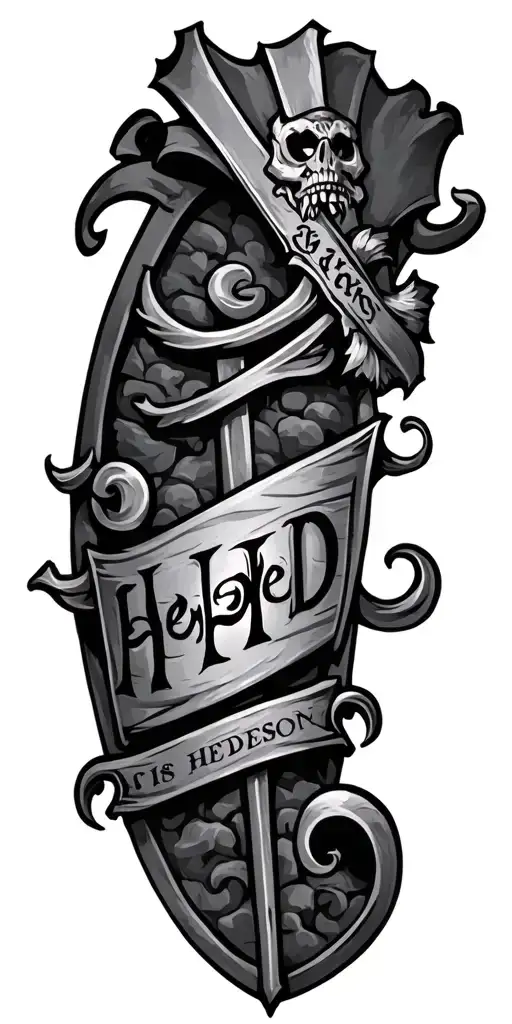 Irish battle, castle, Henderson clan crest tattoo design idea