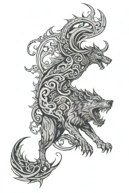 alchemy inspired norse fenrir tattoo tattoo design idea