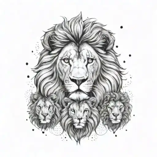 lion with family tattoo design idea