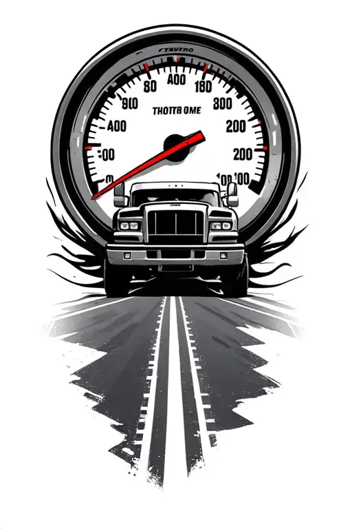 truck speedometer with road leading around tattoo design idea
