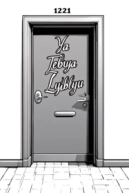 "Ya Tebya Lyublyu" "Ya Tebya Lyublyu" hotel room door with number 1221 written tattoo design idea