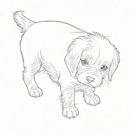 a black and white puppy tattoo design idea