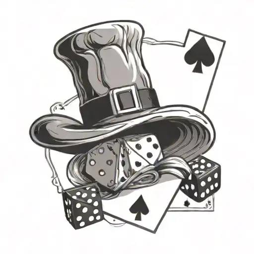 A chef's hat with a playing card and dice design, inspired by Las Vegas tattoo design idea