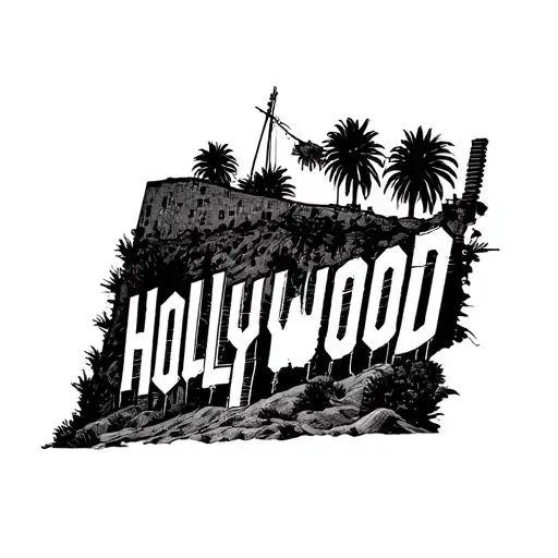 military hollywood sign intertwined tattoo design idea