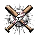 baseball bat cross with baseball in middle with n.p tattoo design idea