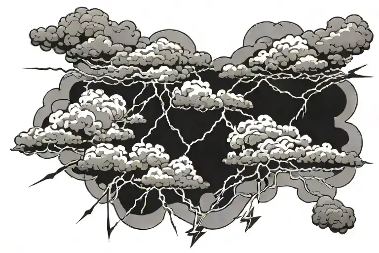 clouds and lightning tattoo design idea