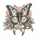 Butterfly and breast cancer ribbon tattoo design idea