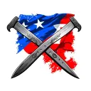 two crossed machetes in front of a puerto rican flag tattoo design idea