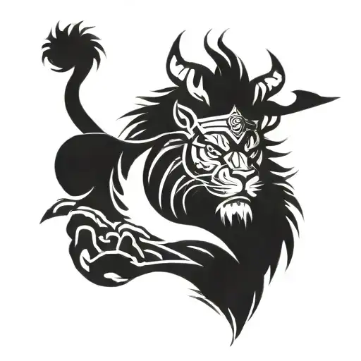Samurai Lion Crown tattoo design idea