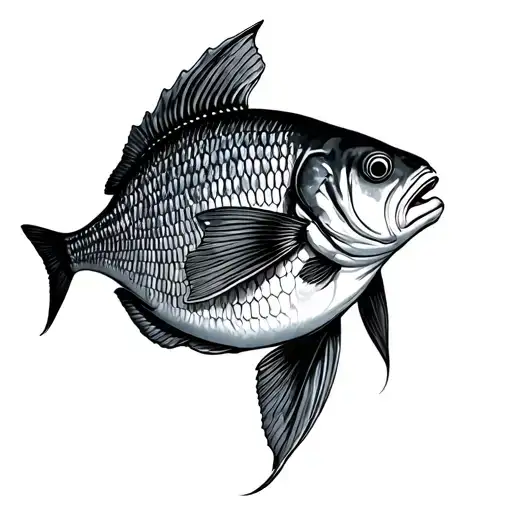 Black bream fish tattoo design idea