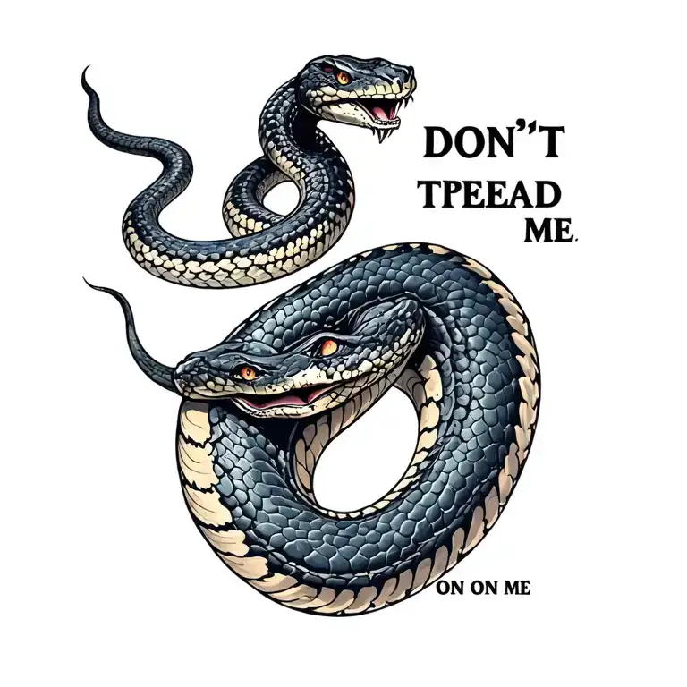 "Don't tread on me" single Snake striking out tattoo design idea