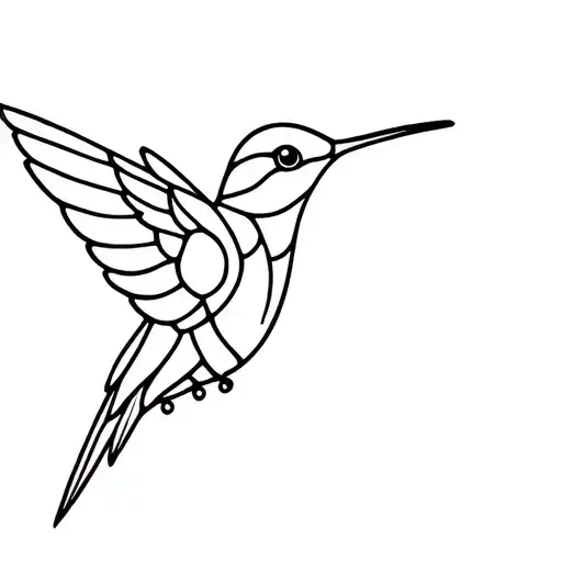 black and white simple stained glass hummingbird tattoo design idea