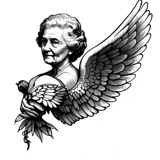 wings memorial tattoo grandma tattoo design idea