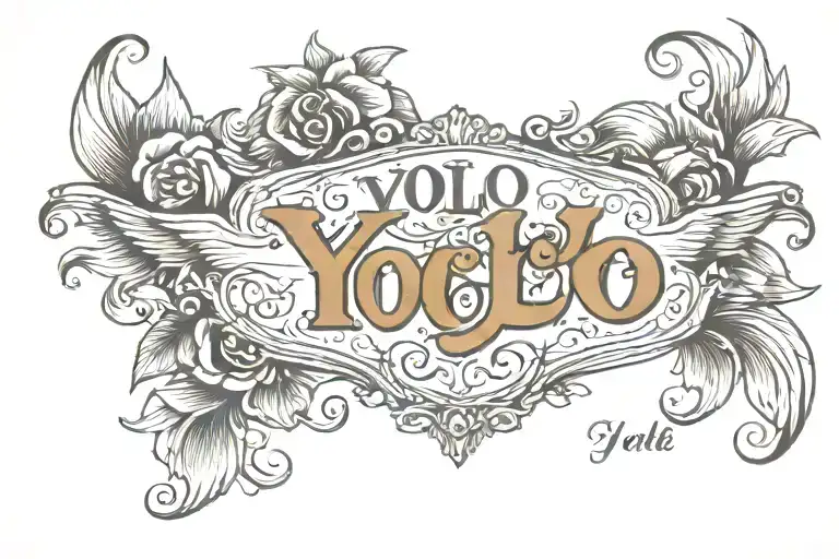"YOLO" inscription on the chest tattoo design idea