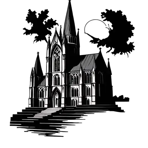 church gothic cathedral tattoo design idea