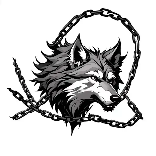 Fenrir Wolf breaking chains tattoo design idea