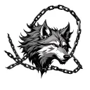 Fenrir Wolf breaking chains tattoo design idea
