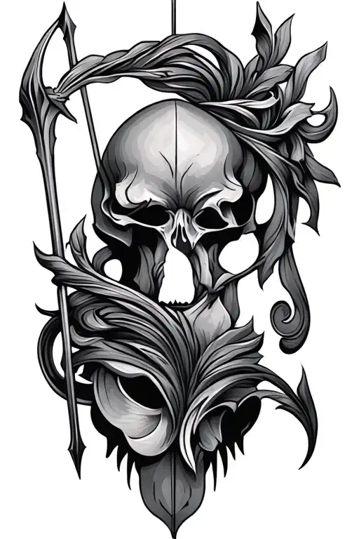 ornate bow and arrow tattoo design idea