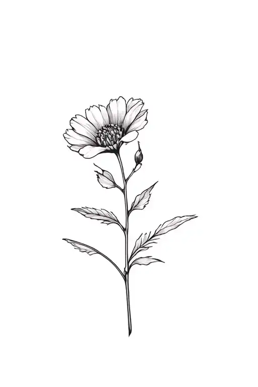 fine line hawthorn flower in black and white tattoo design idea