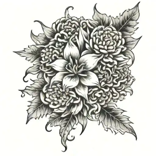 Larkspur And Chrysanthemum tattoo design idea